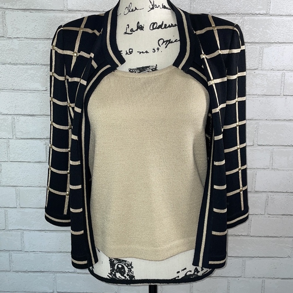 St John Milano knit Caviar Chino sweater set